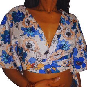 Floral Printed Wrap Top